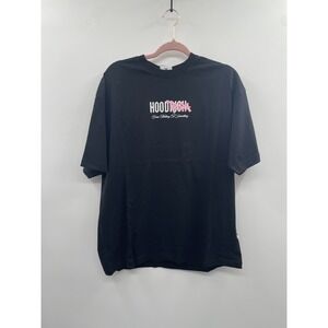 NWT Hoodrich Urban Boyfriend Shirt Womens Small Black Graphic Print Short Sleeve